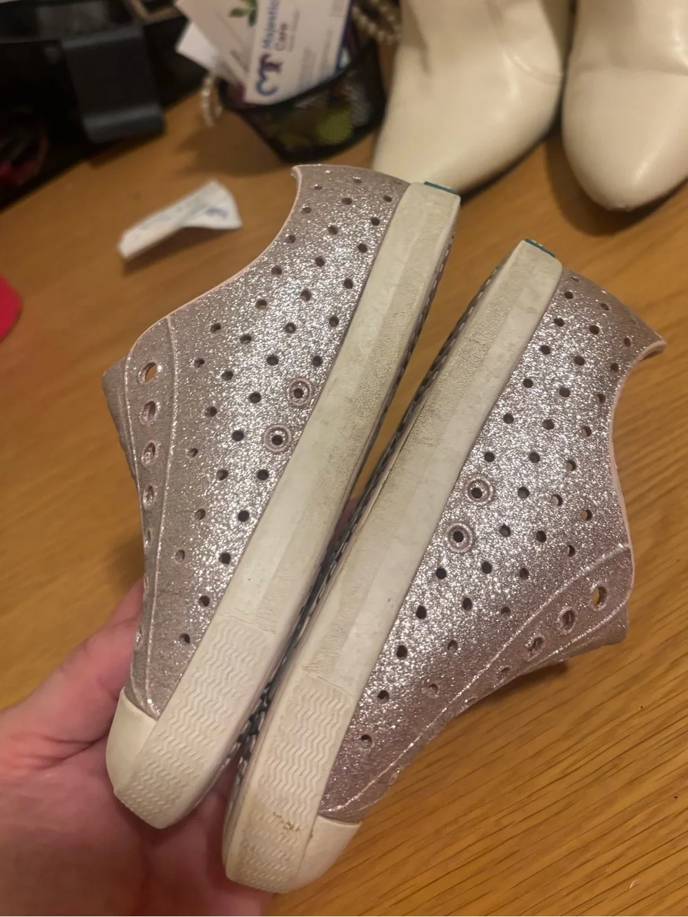 Girls Glitter Slip-On Sneakers - Rose Gold C11